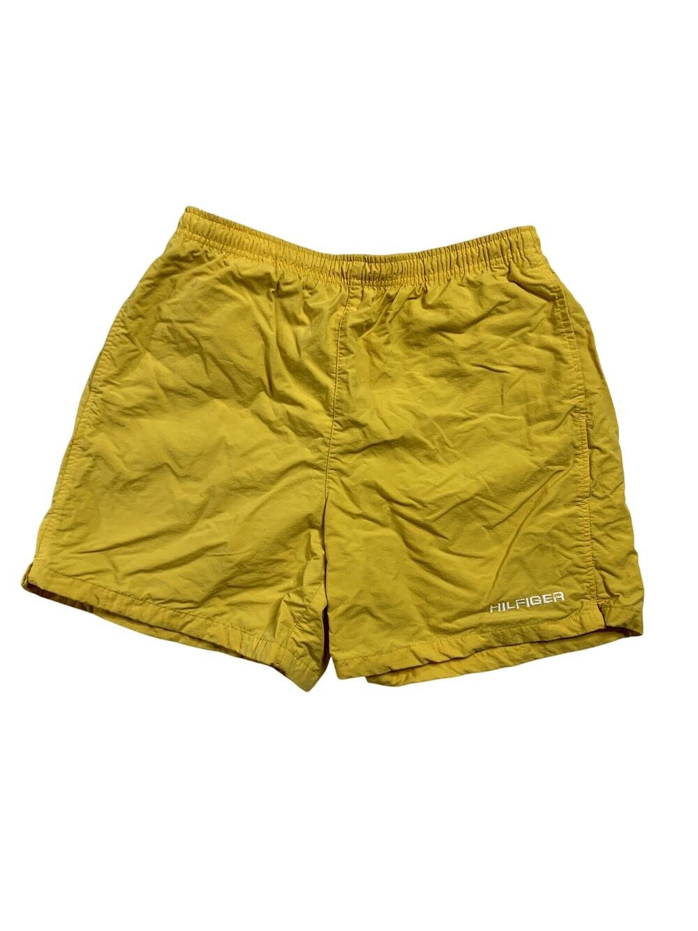 90s Tommy Hilfiger Athletic Yellow Minimalist Swim Trunks Medium